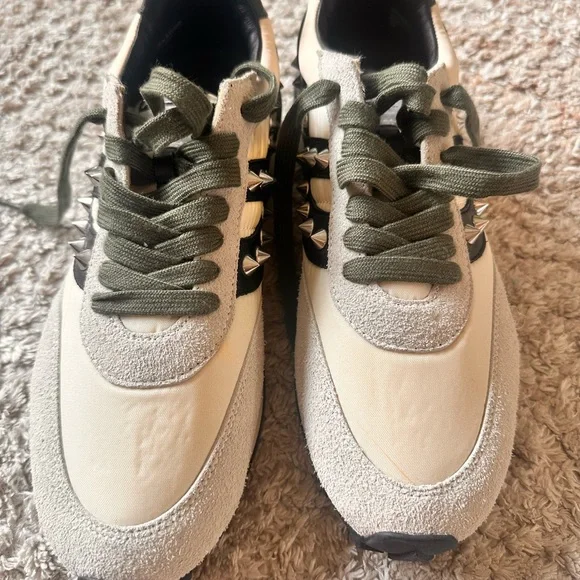 Ash Spider Beige and Black Studded Sneakers